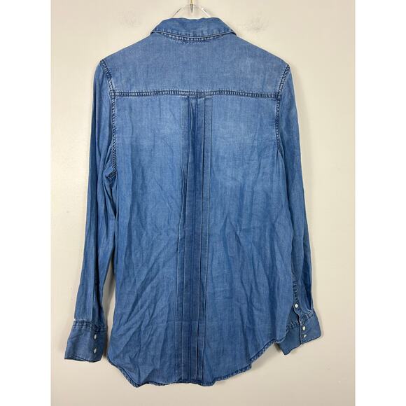 Sundance Tessa Chambray Pleated Top Blue Small Western - Picture 7 of 7